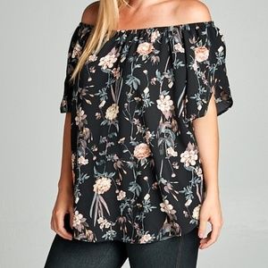 Extended Size OTS FLORAL TOP